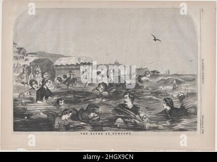 Il bagno a Newport (da 'Harper's Weekly', Vol. II) 4 settembre 1858 dopo Winslow Homer American. Il bagno a Newport (da 'Harper's Weekly', Vol. II). Dopo Winslow Homer (americano, Boston, Massachusetts 1836–1910 Prouts Neck, Maine). Settembre 4, 1858. Incisione in legno. Harper's Weekly (americano, 1857–1916). Stampa Foto Stock