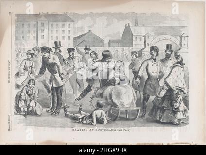 Pattinaggio a Boston (da 'Harper's Weekly', Vol. III) 12 marzo 1859 dopo Winslow Homer American. Pattinaggio a Boston (da 'Harper's Weekly', Vol. III). Dopo Winslow Homer (americano, Boston, Massachusetts 1836–1910 Prouts Neck, Maine). Marzo 12, 1859. Incisione in legno. Harper's Weekly (americano, 1857–1916). Stampa Foto Stock