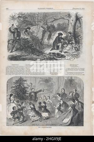 L'albero di Natale (da 'Harper's Weekly,' Vol. II) 25 dicembre 1858 dopo Winslow Homer American. L'albero di Natale (da 'Harper's Weekly', Vol. II). Dopo Winslow Homer (americano, Boston, Massachusetts 1836–1910 Prouts Neck, Maine). Dicembre 25, 1858. Incisione in legno. Harper's Weekly (americano, 1857–1916). Stampa Foto Stock