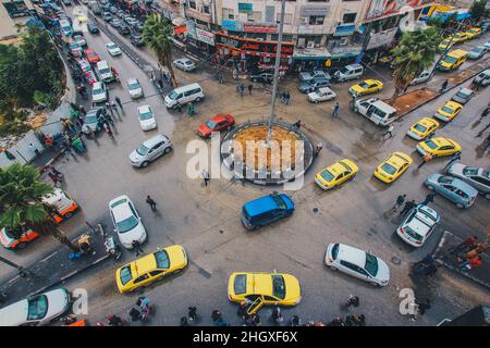 Al-Manara Square Hebron City, la piazza principale di Hebron, Cisgiordania, Palestina alle 2.11.2014 Foto Stock