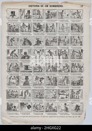 Si allarga con 48 scene che raccontano la storia del sombrero 1869 Antonio Bosch. Ampio con 48 scene che raccontano la storia del sombrero. 1869. Incisione (foto-rilievo?). Antonio Bosch (spagnolo, attivo Barcellona, ca. 1860–1880). Stampa Foto Stock