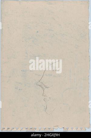 Caricatura della testa di un uomo, visto in Profilo (in Album di tagli di legno raccolto da Arthur Heseltine) ca. 1873 Anonymous, British, 19th Century British questo disegno di caricatura è venuto al Museo inserito in un album di caricature tagliate da periodici contemporanei, assemblato intorno al 1873 dall'artista e l'etcher Arthur Heseltine. Nato in Inghilterra, Heseltine visse per un certo periodo a Bourron-Marlotte, vicino alla foresta di Fountainebleau in Francia, e successivamente a Glasgow. L'album in seguito appartenne a William Lieberman, curatore del Museo di Arte moderna, e presidente del Dipartimento di Arte del 20th secolo a. Foto Stock