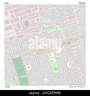 York, Canada, Ontario, N 43 41' 47''', W 79 27' 1''', mappa, Mappa senza tempo pubblicata nel 2021. Viaggiatori, esploratori e avventurieri come Florence Nightingale, David Livingstone, Ernest Shackleton, Lewis and Clark e Sherlock Holmes si sono affidati alle mappe per pianificare i viaggi verso gli angoli più remoti del mondo, Timeless Maps sta mappando la maggior parte delle località del mondo, mostrando il successo di grandi sogni Foto Stock