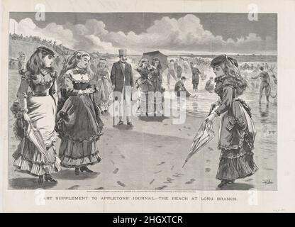 The Beach at Long Branch (da 'Appleton's Journal,' Vol. II) 21 agosto 1869 dopo Winslow Homer American. The Beach at Long Branch (da 'Appleton's Journal,' Vol. II). Dopo Winslow Homer (americano, Boston, Massachusetts 1836–1910 Prouts Neck, Maine). Agosto 21, 1869. Incisione in legno. D. Appleton & Co. (New York, NY). John Karst (americano (nato in Germania), Bingen 1836–1922 De Bruce, New York). Stampa Foto Stock