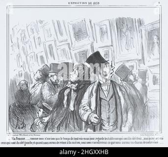 Ma femme..., comme nous n'aurions pas le temps de tout voir en un jour..., from l'Exposition de 1859, published in le Charivari, April 18, 1859 April 18, 1859 Honoré Daumier French. Ma femme..., comme nous n'aurions pas le temps de tout voir en un jour..., from l'Exposition de 1859, published in le Charivari, April 18, 1859. L'esposizione de 1859. Honoré Daumier (francese, Marsiglia 1808–1879 Valmondois). Aprile 18, 1859. Litografia; secondo stato (Delteil). Aaron Martinet (francese, 1762–1841). Stampa Foto Stock