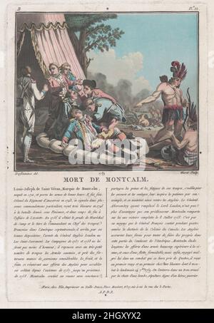 Mort de Montcalm [la morte di Montcalm al Québec, 14 settembre 1759] fine 18th–inizio 19th secolo Jean-Baptiste Morret francese. Mort de Montcalm [la morte di Montcalm al Québec, 14 settembre 1759]. Jean-Baptiste Morret (francese, attivo dal 1790 al 1820). Fine 18th-inizio 19th secolo. Acquatinta, colorata a mano. Stampa Foto Stock