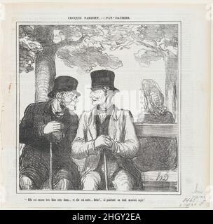 Non male, non male a tutta la signora là.... Mi chiedo se è sola... Che rakes siamo!, da 'parisian sketches,' pubblicato in le Charivari, 8 settembre 1864 8 settembre 1864 Honoré Daumier - bene il mio amico, sembra che tu abbia perso.... non hai detto al tuo cliente che si sarebbe vinto? – in difesa della sua causa ho guadagnato 500 franchi. Non male, non male a tutta la signora là.... Mi chiedo se è sola... Che cosa rakes siamo!, da 'schizzi parigini', pubblicato in le Charivari, 8 settembre 1864. "Schizzi parigini" (Croquis Parisiens). Honoré Daumier (francese, Marsiglia 1 Foto Stock