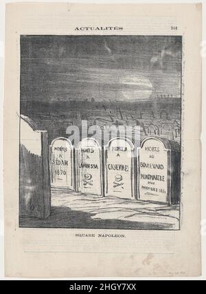 Piazza Napoleone, da 'Notizie del giorno,' pubblicato in le Charivari, 28 novembre 1870 28 novembre 1870 Honoré Daumier. Piazza Napoleone, da 'Notizie del giorno,' pubblicato in le Charivari, 28 novembre 1870. 'Notizie del giorno' (Actualités). Honoré Daumier (francese, Marsiglia 1808–1879 Valmondois). Novembre 28, 1870. Litografia su carta da giornale; secondo stato di tre (Delteil). Stampa Foto Stock