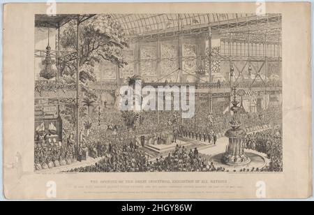 L'apertura della Grande Mostra industriale di tutte le Nazioni, da parte della più graziosa Maestà la Regina Vittoria e la sua altezza reale il Principe Alberto, il 1st maggio 1851: La vista è presa dalla Galleria del Sud Ovest, nel momento in cui l'arcivescovo sta offrendo una preghiera per la benedizione divina sugli oggetti nella Mostra 1851 George Cruikshank. L'apertura della Grande Mostra industriale di tutte le Nazioni, da parte della sua più gentile Maestà la Regina Vittoria e la sua altezza reale il Principe Alberto, il 1st maggio 1851: La vista è presa dalla South West Gallery, al momento in cui l'Archbi Foto Stock