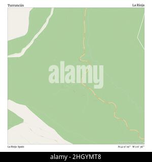 Turruncún, la Rioja, Spagna, la Rioja, N 42 9' 19'', W 2 6' 36''', mappa, mappa senza tempo pubblicata nel 2021. Viaggiatori, esploratori e avventurieri come Florence Nightingale, David Livingstone, Ernest Shackleton, Lewis and Clark e Sherlock Holmes si sono affidati alle mappe per pianificare i viaggi verso gli angoli più remoti del mondo, Timeless Maps sta mappando la maggior parte delle località del mondo, mostrando il successo di grandi sogni Foto Stock