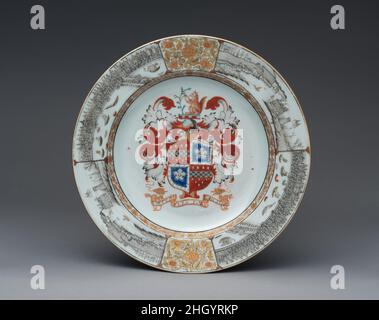 Piastra ca. 1730 cinese, per il mercato britannico. Piastra. Cinese, per il mercato britannico. CA. 1730. Porcellana a pasta dura. Ceramica-porcellana-esportazione Foto Stock