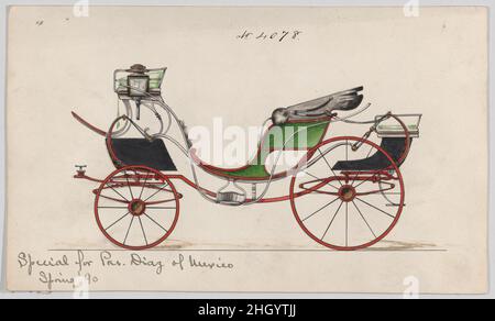 Progetto per 8 Spring Victoria, n. 4078 1890 Brewster & Co. American Brewster & Company HistoryEtablished in 1810 da James Brewster (1788–1866) a New Haven, Connecticut, Brewster & Company, specializzato nella fabbricazione di carrozze fini. Il fondatore aprì uno showroom di New York nel 1827 a 53-54 Broad Street, e l'azienda fiorì sotto generazioni di leadership familiare. L'espansione ha reso necessarie mosse intorno a Lower Manhattan, con cambiamenti di nome che riflettono i cambiamenti di gestione: James Brewster & Sons operò al 25 di Canal Street, James Brewster Sons al 396 di Broadway e Brewster di Broome Street w Foto Stock