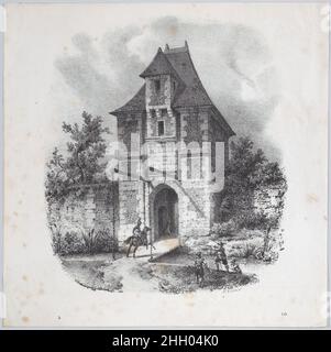 Henri IV entrando a Aumale 1822 Horace Vernet. Henri IV entrando ad Aumale. Horace Vernet (francese, Parigi 1789–1863 Parigi). 1822. Litografia; solo stato. Stampa Foto Stock