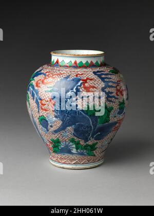 Vaso con mitica Qilin metà del 17th secolo Cina. Vaso con mitico Qilin. Cina. Metà del 17th secolo. Porcellana dipinta con smalti colorati su smalto trasparente (Jingdezhen ware). Dinastia Qing (1644-1911), periodo Shunzhi (1644-61). Ceramica Foto Stock