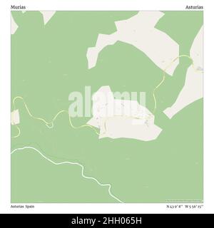 Murias, Asturie, Spagna, Asturie, N 43 9' 8''', W 5 56' 15''', mappa, mappa senza tempo pubblicata nel 2021. Viaggiatori, esploratori e avventurieri come Florence Nightingale, David Livingstone, Ernest Shackleton, Lewis and Clark e Sherlock Holmes si sono affidati alle mappe per pianificare i viaggi verso gli angoli più remoti del mondo, Timeless Maps sta mappando la maggior parte delle località del mondo, mostrando il successo di grandi sogni Foto Stock