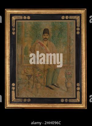 Ritratto di Mirza 'Ali Asghar Khan (Amin al-Mulk, Amin al-Sultan, Atabeg-i Azam) ca. 1880 Isma'il Jalayir questo bel ritratto, firmato dall'artista distintivo Isma'il Jalayir, raffigura Mirza Ali Asghar Khan, il ministro più potente del governo di Nasir al-DIN Shah d'Iran (r. 1848–1896). Uno degli artisti più intriganti del diciannovesimo secolo, Jalayir è stato addestrato e insegnato al Dar al-Funun, la prima moderna istituzione iraniana di istruzione superiore. Sebbene Jalayir abbia raramente datato i suoi dipinti, questo lavoro contiene una data parzialmente leggibile che suggerisce che è stato dipinto nel 1299 A.H./1880 Foto Stock