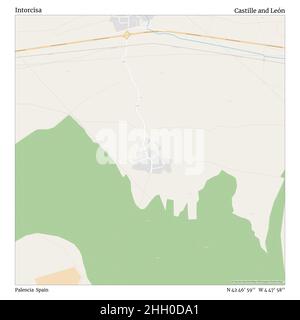 Intorcisa, Palencia, Spagna, Castiglia e León, N 42 46' 59''', W 4 47' 58''', mappa, mappa senza tempo pubblicata nel 2021. Viaggiatori, esploratori e avventurieri come Florence Nightingale, David Livingstone, Ernest Shackleton, Lewis and Clark e Sherlock Holmes si sono affidati alle mappe per pianificare i viaggi verso gli angoli più remoti del mondo, Timeless Maps sta mappando la maggior parte delle località del mondo, mostrando il successo di grandi sogni Foto Stock