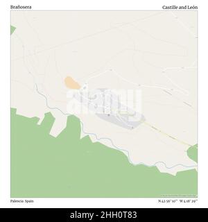 Brañosera, Palencia, Spagna, Castille e León, N 42 56' 10'', W 4 18' 29''', mappa, mappa senza tempo pubblicata nel 2021. Viaggiatori, esploratori e avventurieri come Florence Nightingale, David Livingstone, Ernest Shackleton, Lewis and Clark e Sherlock Holmes si sono affidati alle mappe per pianificare i viaggi verso gli angoli più remoti del mondo, Timeless Maps sta mappando la maggior parte delle località del mondo, mostrando il successo di grandi sogni Foto Stock