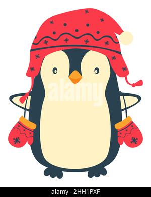 Cartoni animati di Natale Penguin clip art. Carino pinguino illustrazione vettoriale Illustrazione Vettoriale
