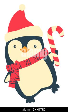 Cartoni animati di Natale Penguin clip art. Carino pinguino illustrazione vettoriale Illustrazione Vettoriale