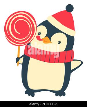 Cartoni animati di Natale Penguin clip art. Carino pinguino illustrazione vettoriale Illustrazione Vettoriale