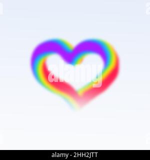 Arcobaleno a forma di cuore su sfondo bianco per una giornata di valentine. Foto Stock