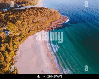 Vista aerea di Bawley Point Beach, NSW, Australia Foto Stock