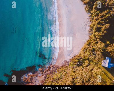 Vista aerea di Bawley Point Beach, NSW, Australia Foto Stock