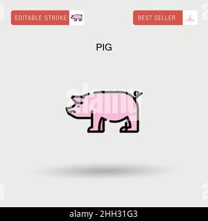 PIG semplice vettore icona. Illustrazione Vettoriale