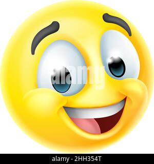 Felice sorridente icona del viso Cartoon Emoji Emoticon Illustrazione Vettoriale