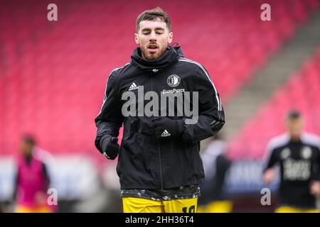 Nijmegen - Orkun Kokcu di Feyenoord durante la partita tra NEC e Feyenoord a Goffertstadion il 23 gennaio 2022 a Nijmegen, Olanda. (Da riquadro a Bo Foto Stock