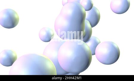 Trend Colors Metaballs superficie macro su bianco 3D rendering Foto Stock
