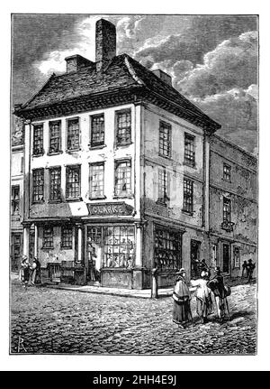 Illustrazione in bianco e nero; il luogo di nascita del Dr Samuel Johnson, poeta inglese, drammaturgo, saggio e lessicolografo, Lichfield Staffordshire (19th c Foto Stock