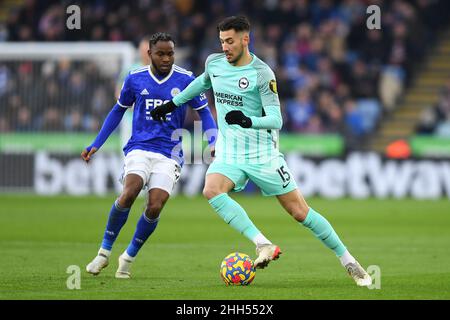 LEICESTER, REGNO UNITO. GENNAIO 23rd Jakub Moder di Brighton e Hove Albion durante la partita della Premier League tra Leicester City e Brighton e Hove Albion al King Power Stadium di Leicester domenica 23rd gennaio 2022. (Credit: Jon Hobley | MI News) Credit: MI News & Sport /Alamy Live News Foto Stock