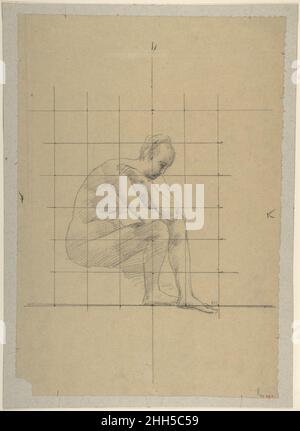 Figura seduta: Studio per “una visione dell’antichità” 1883–85 Pierre Puvis de Chavannes French l’appiattimento e la semplificazione della forma in questo disegno è in linea con l’estetica Puvis sviluppata per i suoi murali classicizzanti nel 1880s. Questa figura contemplativa femminile appare drappeggiato in 'A Vision of Antiquity' (1885), uno dei quattro murali completati dall'artista per la scala del Musée des Beaux-Arts nella sua città natale di Lione. Puvis mantenne l’isolamento psicologico e fisico di questa figura anche quando la trasferì nel contesto del dipinto, dove è circondata da altri. Il Foto Stock