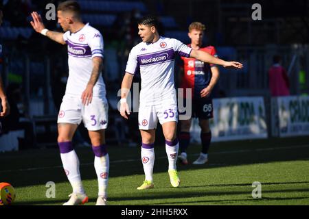 Unipol Domus, Cagliari, Italia, 23 gennaio 2022, Riccardo Sottil di Fiorentina durante Cagliari Calcio vs ACF Fiorentina - Calcio italiana Serie A match Foto Stock