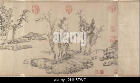 Ritiro estivo nella calligrafia orientale del boschetto databile a 1512 Wen Zhengming Cinese questo poema, scritto nello stile di esecuzione di Huang Tingjian (1045–1105), è uno dei due poemi di Wen aggiunto a questo dipinto. Entrambi i testi rivelano il primo studio di Wen Zhengming sulla calligrafia su larga scala del maestro del Northern Song. Wen Zhengming ha dedicato la sua vita al rilancio e alla reinterpretazione creativa delle tradizioni espressive della pittura e calligrafia di Song e Yuan. Wen ammirò in particolare lo stile di scrittura di Huang Tingjian, una passione che acquisì dal suo mentore Shen Zhou (1427–1509). Wen è audace Foto Stock