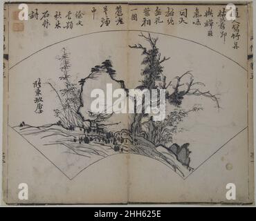 Vecchio albero, bambù, E Rock di su Shi (1037–1101), come interpretato da Xu Wei (1521–1593), dal Mustard Seed Garden Manual of Painting First Edition, 1679 progettato da Wang Gai nel 1679, l'autore li Yu ha pubblicato un primer per aspiranti pittori di paesaggio chiamato The Mustard Seed Garden Manual of Painting, E commissionò al pittore versatile Wang Gai di fornire disegni per le illustrazioni. La prima edizione include volumi sui componenti della pittura paesaggistica (alberi, rocce e figure umane), con istruzioni su come disegnare diversi tipi di ciascuno. Comprende anche due volumi di terre Foto Stock
