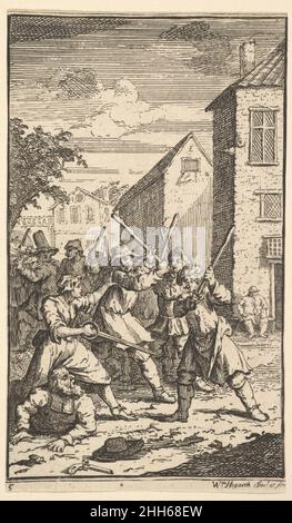 Hudibras vanished by Trulla (Seventeen piccole illustrazioni per gli Hudibras di Samuel Butler, no 5) 1721–26 William Hogarth britannico. Hudibras vanished by Trulla (Seventeen piccole illustrazioni per gli Hudibras di Samuel Butler, no 5) 396571 Foto Stock