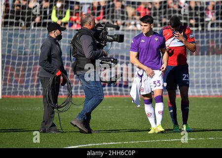 Riccardo Sottil di Fiorentina durante Cagliari Calcio vs ACF Fiorentina, calcio italiano Serie A a a a Cagliari, Italia, gennaio 23 2022 Foto Stock