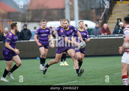 Newcastle, Regno Unito. 23rd Jan 2022. NEWCASTLE UPON TYNE, REGNO UNITO. JAN 23rd Ted Chapelhow di Newcastle Thunder in azione durante la partita amichevole tra Newcastle Thunder e Wigan Warriors a Kingston Park, Newcastle sabato 22nd gennaio 2022. (Credit: Chris Lishman | MI News) Credit: MI News & Sport /Alamy Live News Foto Stock