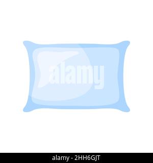 Cuscino azzurro per dormire su sfondo bianco. Elementi morbidi per la notte per lo stile di vita in un'illustrazione vettoriale piatta. Illustrazione Vettoriale