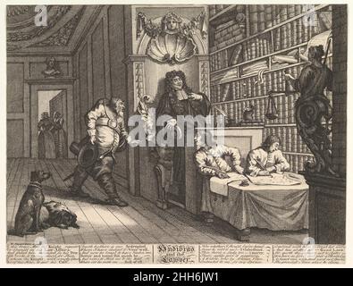 Hudibras e l'Avvocato (dodici grandi illustrazioni per gli Udibras di Samuel Butler, piastra 12) 1725 febbraio 26 William Hogarth British. Hudibras e l'Avvocato (dodici grandi illustrazioni per gli Udibras di Samuel Butler, piastra 12) 396781 Foto Stock