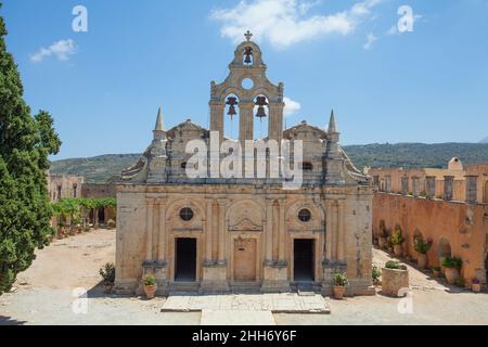 La chiesa principale del Monastero di Arkadi, Rethymno, Creta, Grecia. Foto Stock