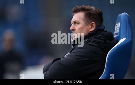 Magdeburg, Germania. 23rd Jan 2022. Calcio: 3. campionato, 1. FC Magdeburg - TSV Havelse, 22. matchday, MDCC-Arena. Allenatore di Magdeburg Christian Titz. Credit: Ronny Hartmann/dpa/Alamy Live News Foto Stock