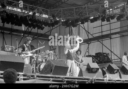 Little River Band suona al Reading Festival 1977, Inghilterra. Foto Stock