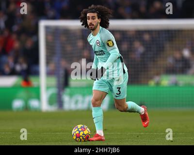 Leicester, Regno Unito. 23rd Jan 2022. Marc Cucurella di Brighton durante la partita della Premier League al King Power Stadium di Leicester. Il credito dell'immagine dovrebbe leggere: Darren Staples/Sportimage Credit: Sportimage/Alamy Live News Foto Stock