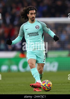 Leicester, Regno Unito. 23rd Jan 2022. Marc Cucurella di Brighton durante la partita della Premier League al King Power Stadium di Leicester. Il credito dell'immagine dovrebbe leggere: Darren Staples/Sportimage Credit: Sportimage/Alamy Live News Foto Stock