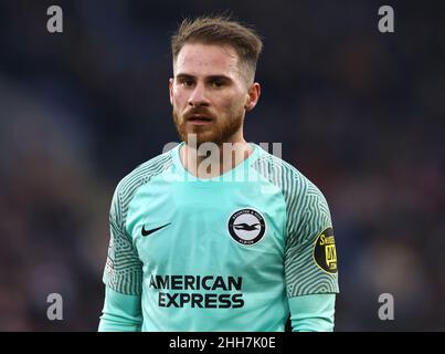 Leicester, Regno Unito. 23rd Jan 2022. Alexis Mac Allistar di Brighton durante la partita della Premier League al King Power Stadium di Leicester. Il credito dell'immagine dovrebbe leggere: Darren Staples/Sportimage Credit: Sportimage/Alamy Live News Foto Stock