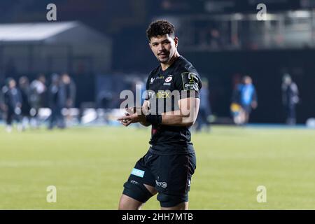 LONDRA, Regno Unito. 23th Jan 2022. Theo McFarland di Saracens durante L'EPCR Challenge Cup R4 Saracens vs London Irish allo StoneX Stadium domenica 23 gennaio 2022 a LONDRA, Regno Unito. Credit: Taka G Wu/Alamy Live News Foto Stock